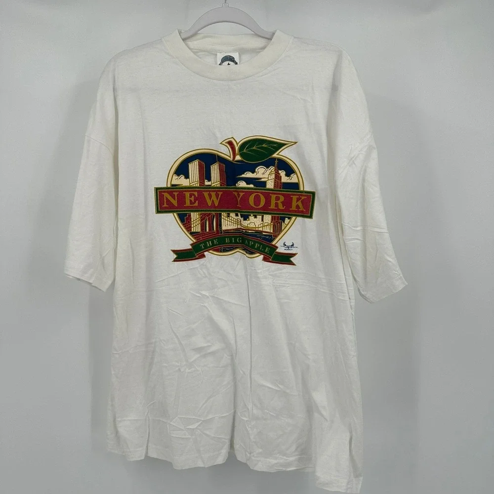 Mens Vintage 1994 New York  Big Apple Twin Towers Graphic T-Shirt Size XL Cotton